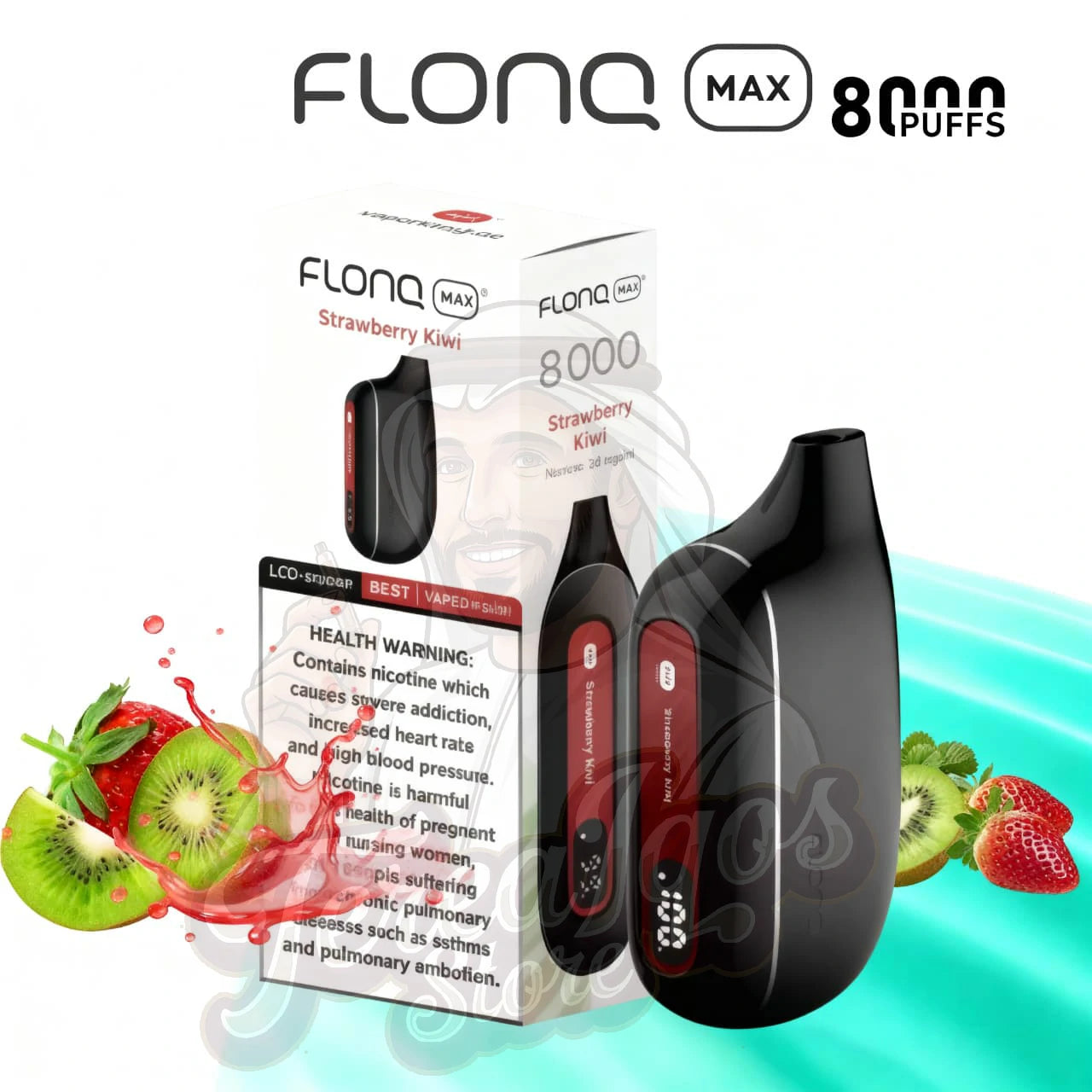 Flonq Max S 8000 Puffs Disposable Vape Strawberry Kiwi Flavor