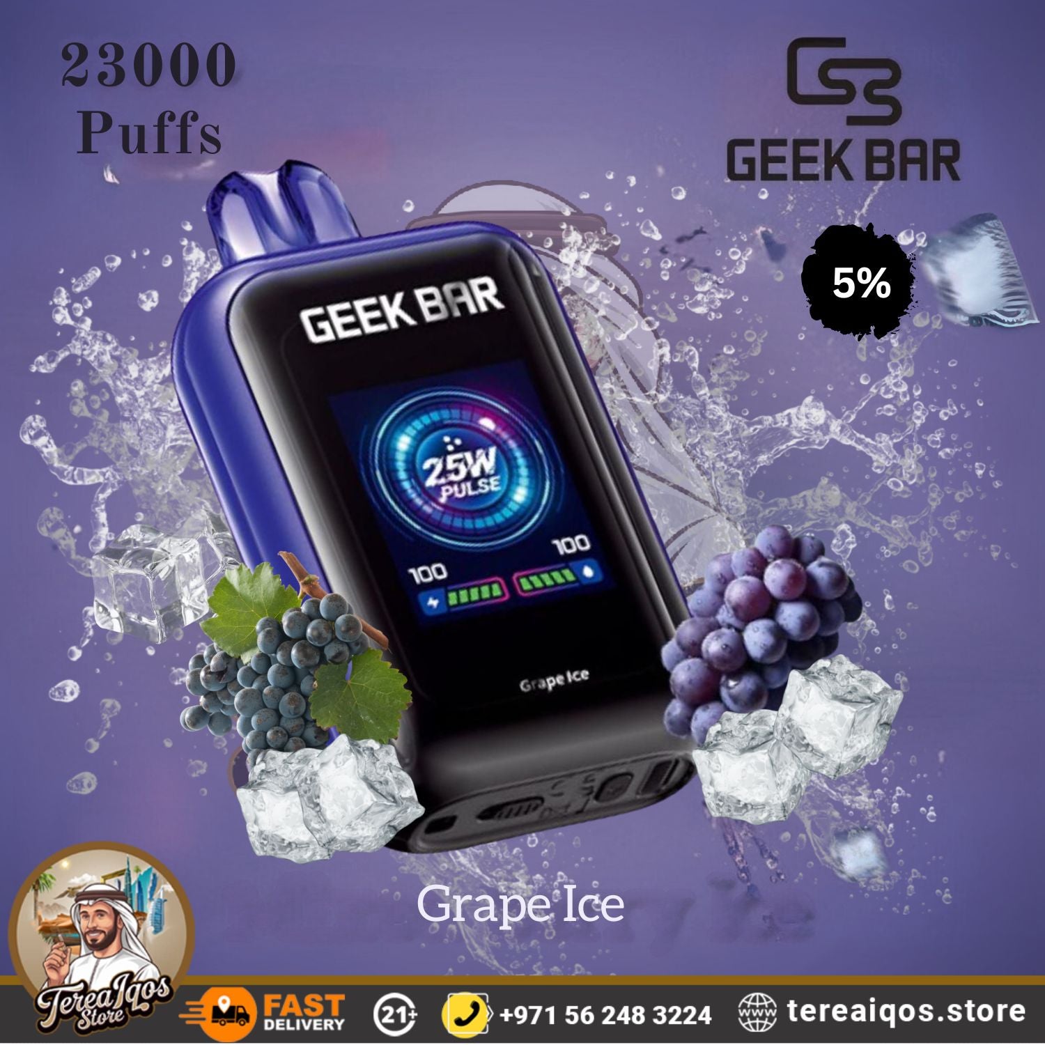 Geek Bar vape device with grape ice flavor