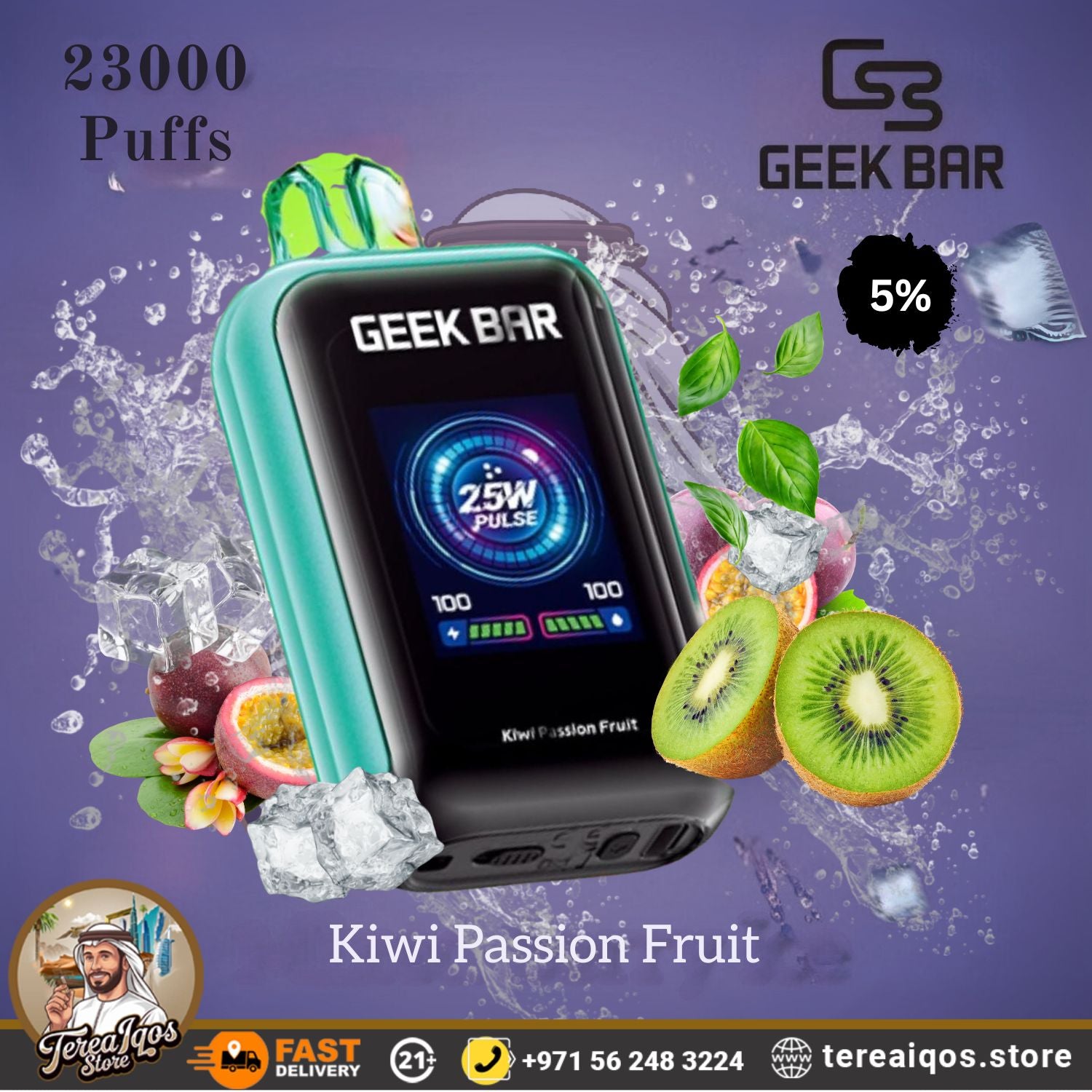 Geek Bar vape device with kiwi passion fruit flavor