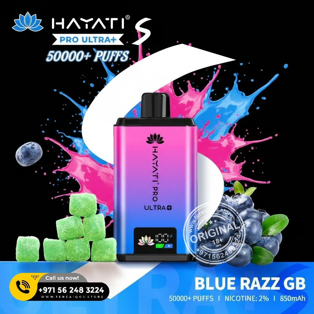 Hayati Pro Ultra+ S 50000 Puffs Disposable Vape Blue Razz GB Flavor