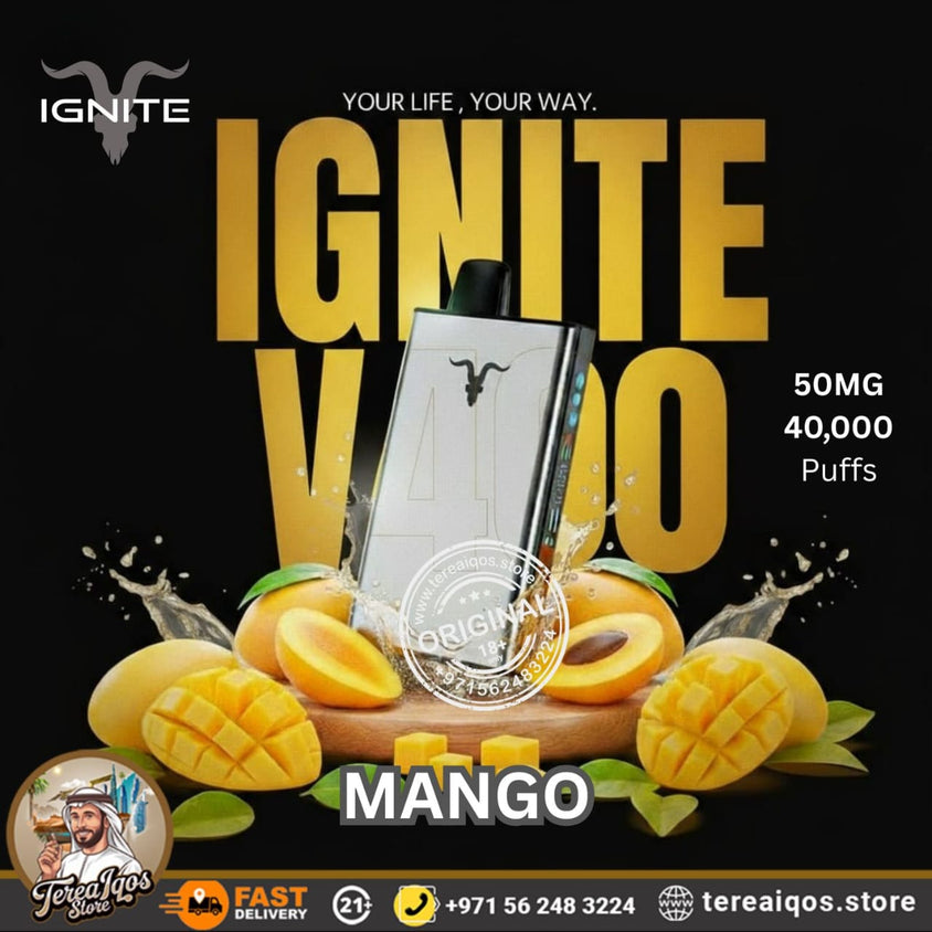 IGNITE V400 40,000 Puffs Ice Rechargeable Disposable Vape Mango Flavor