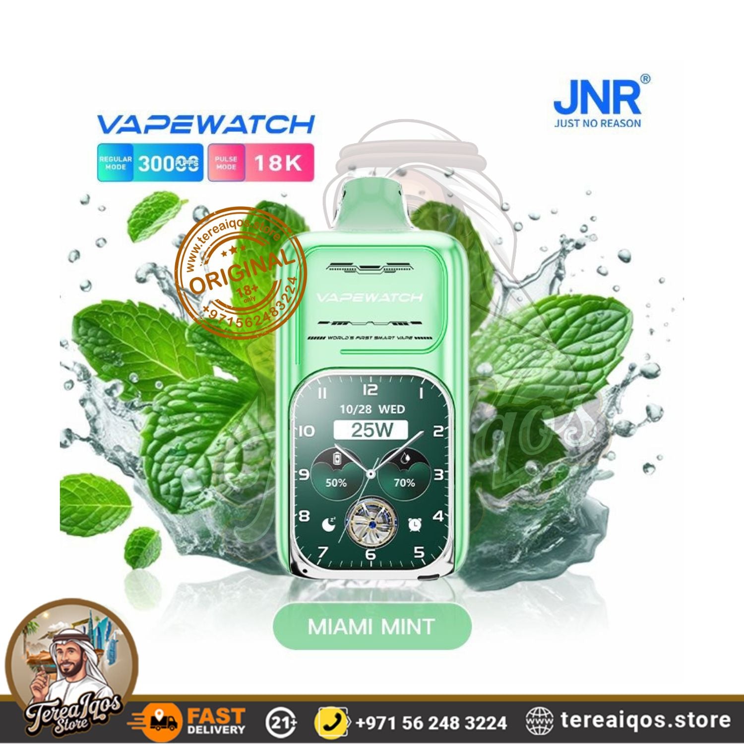 JNR-Vape-Watch-30000-Puffs-Miami-Mint flavor