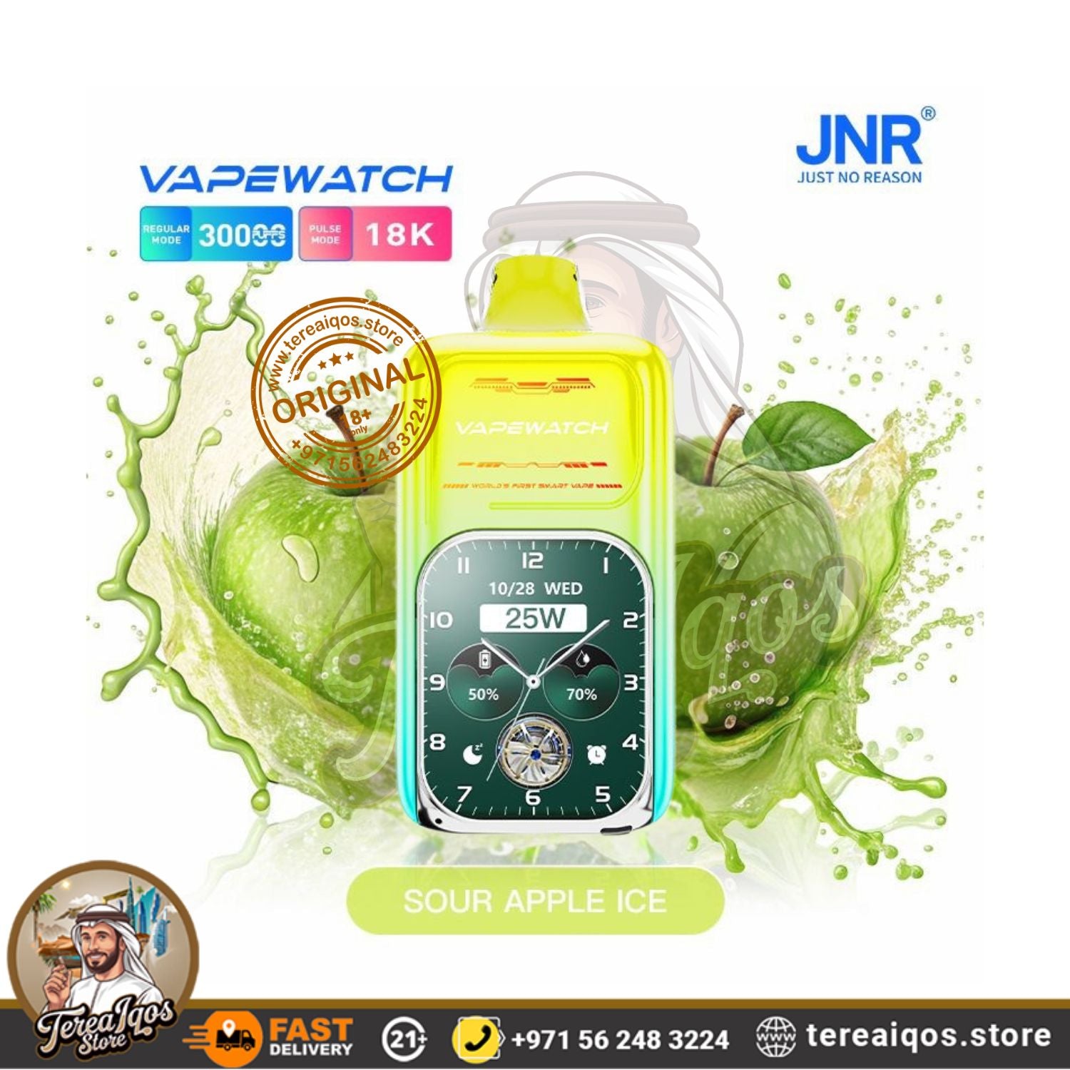 JNR-Vape-Watch-30000-Puffs-Sour-Apple-Ice flavor