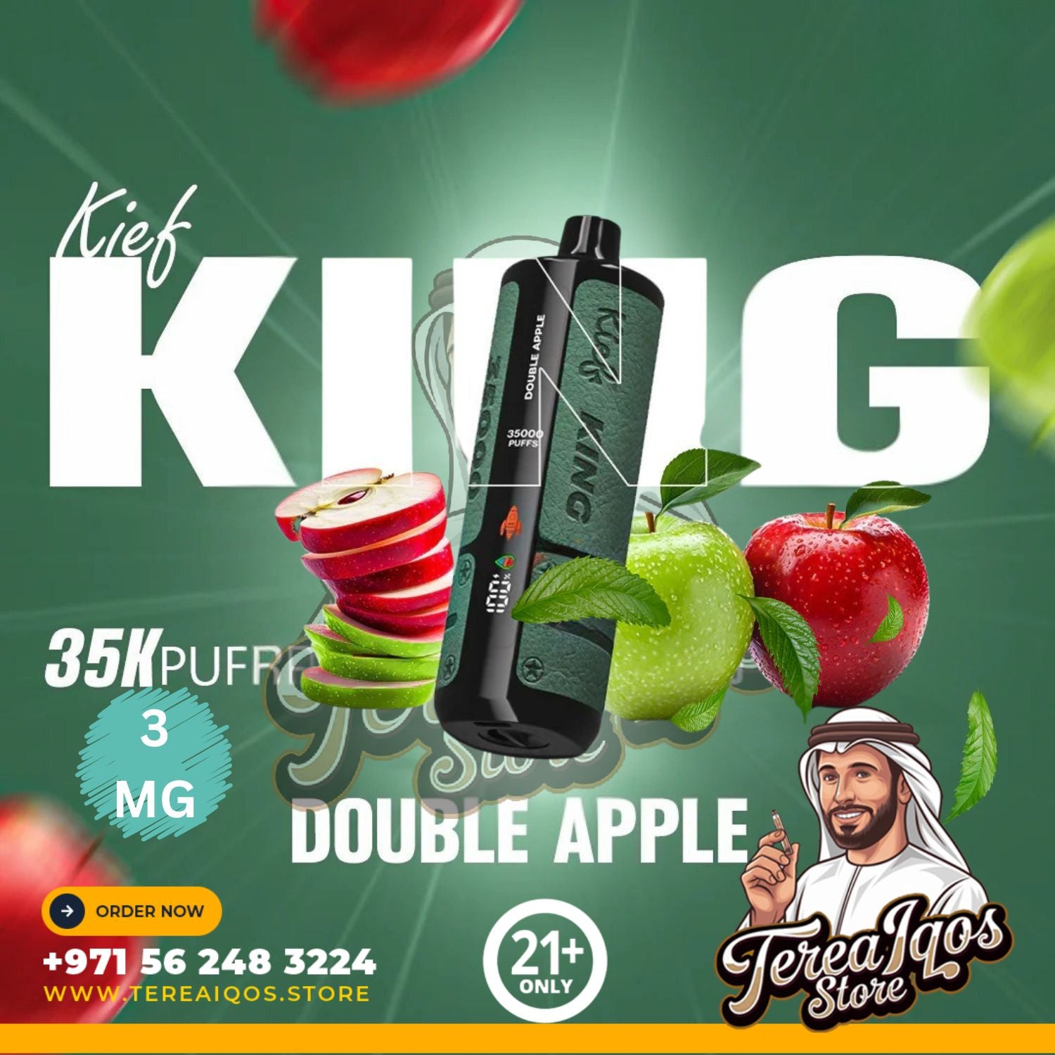 Kief King vape device with double apple flavor