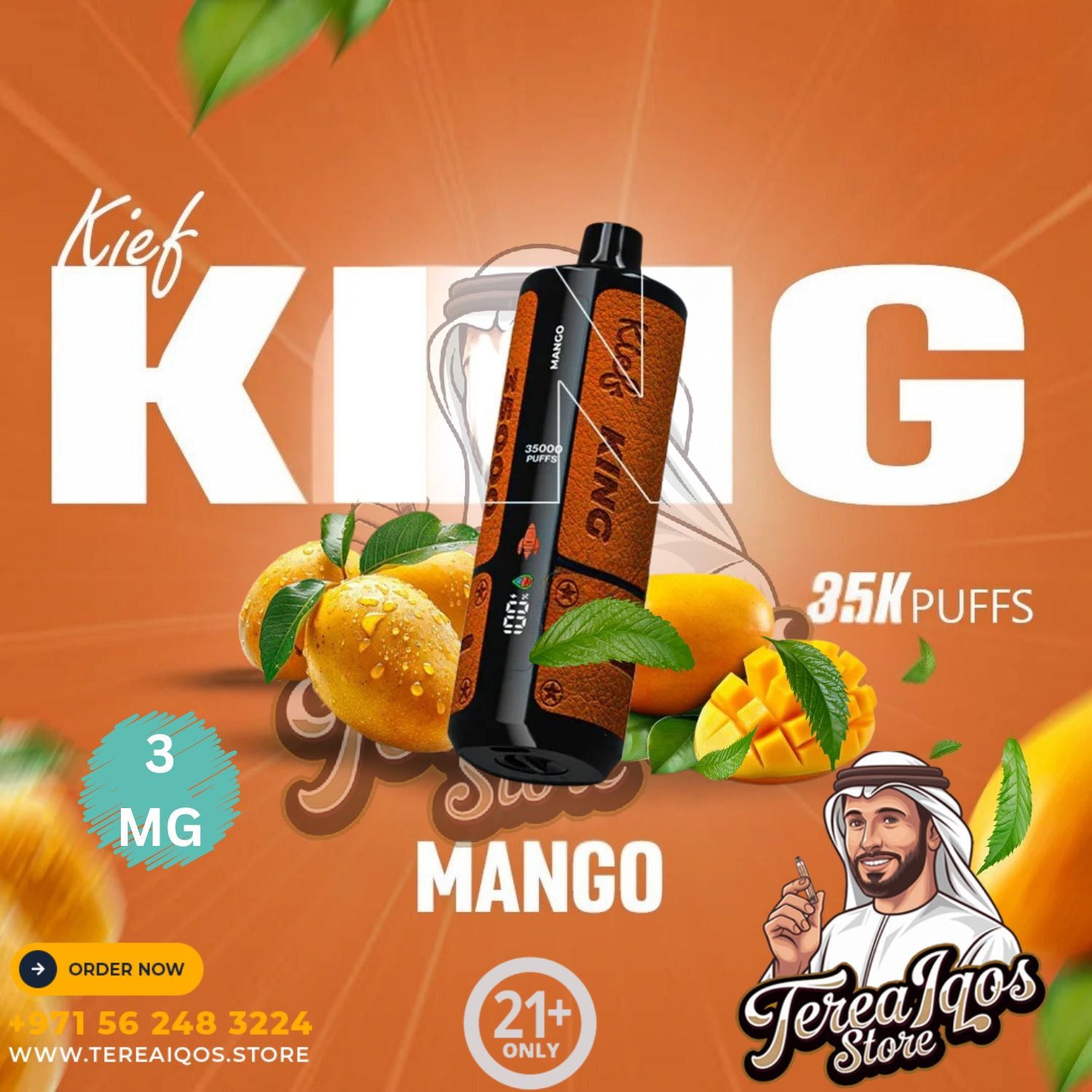 Kief KING vape device with mango flavor.