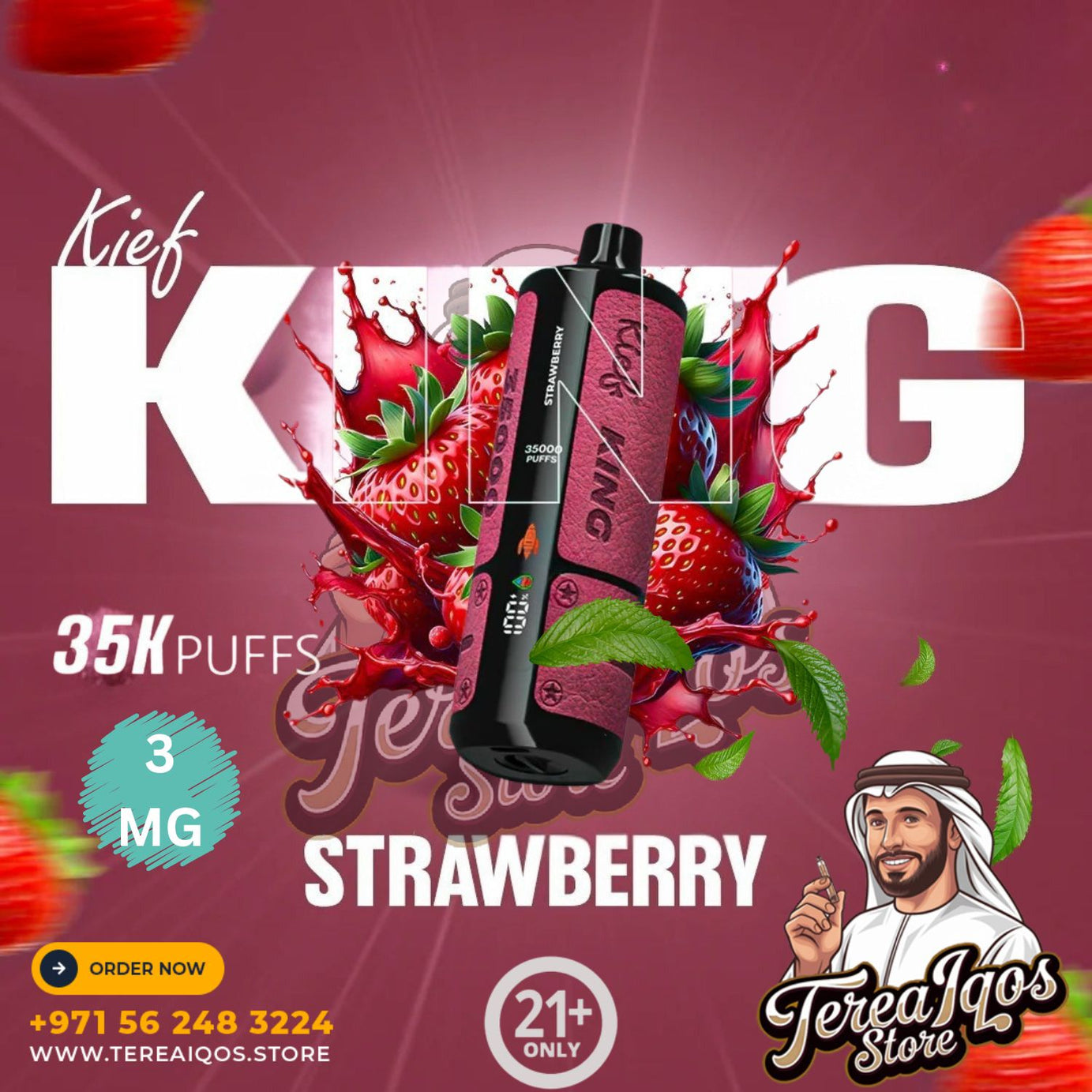 Kief King vape device with strawberry flavor