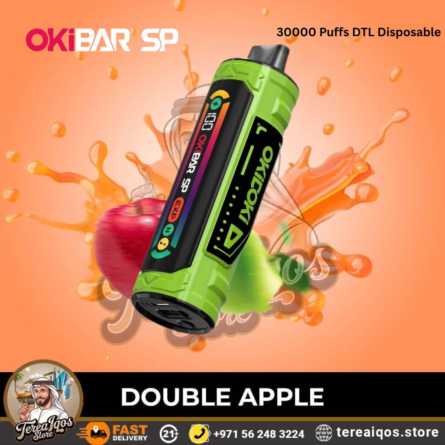 Okibar-SP-30000-Puffs-DTL-Disposable-vape with Double-Apple flavor