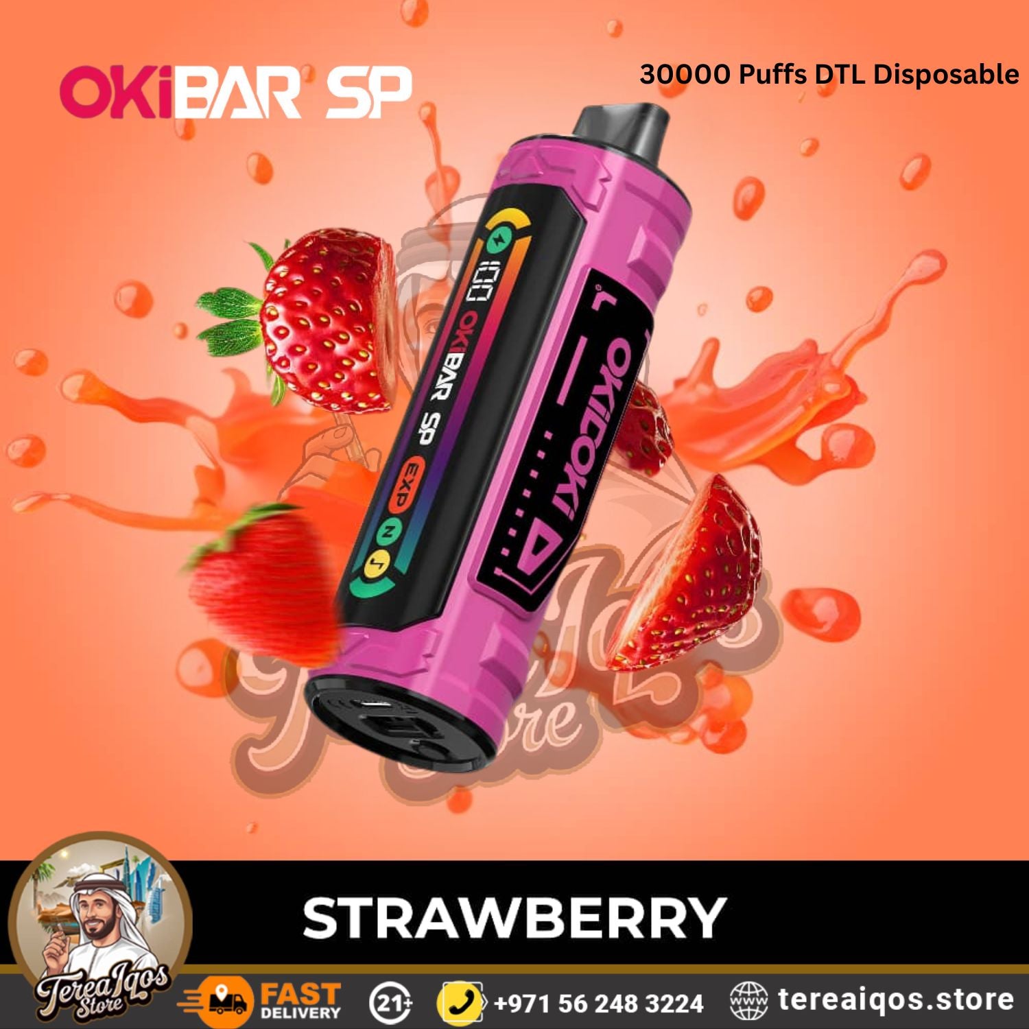 OkiBar SP 30000-Puffs-with strawberry-flavored vape device