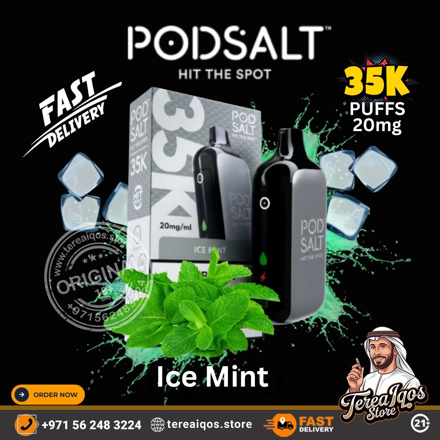 POD SALT 35000 Puffs Disposable Vape Ice Mint Flavor