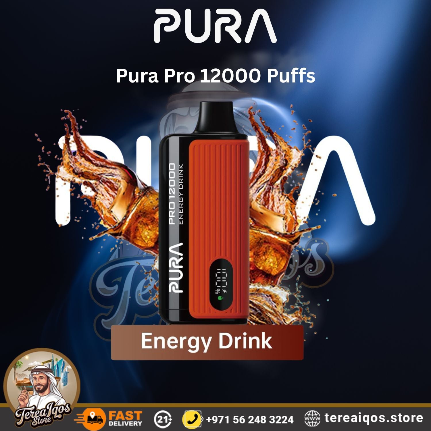 Pura Pro 12000 Puffs vape device with energy drink flavor