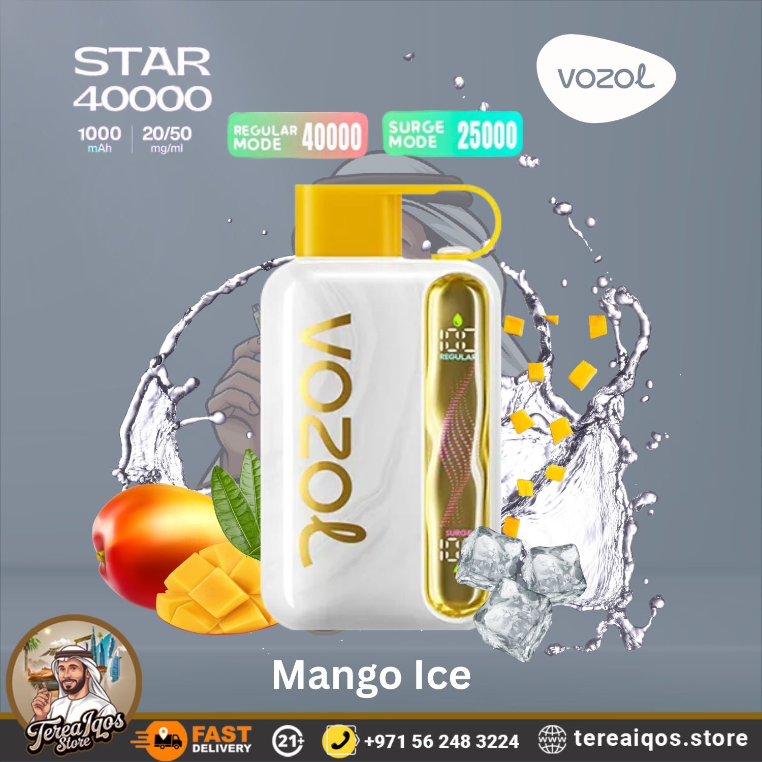 VOZOL Star 40000 vape device with mango ice flavor