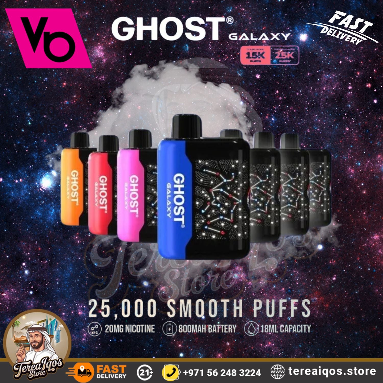 Vapes Bars Ghost Galaxy 25,000 Puffs Disposable Vape