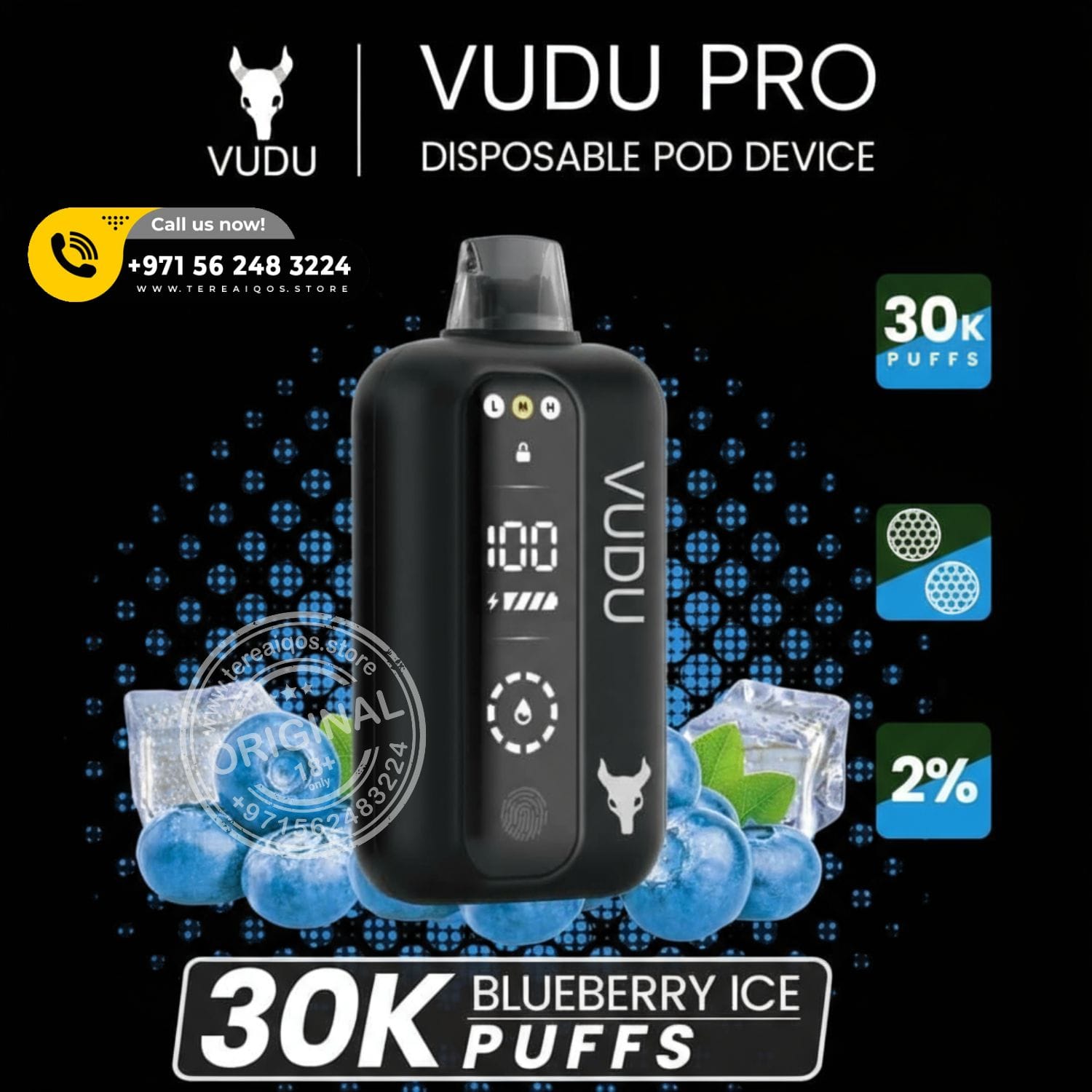 Vudu Pro 30,000 Puffs Disposable Vape Blueberry Ice flavor