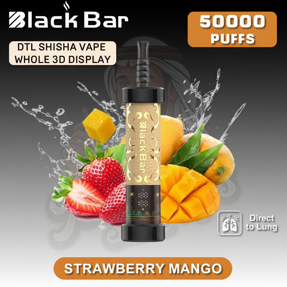 BLACK BAR 50000 Puffs DTL Disposable Vape Strawberry Mango Flavor