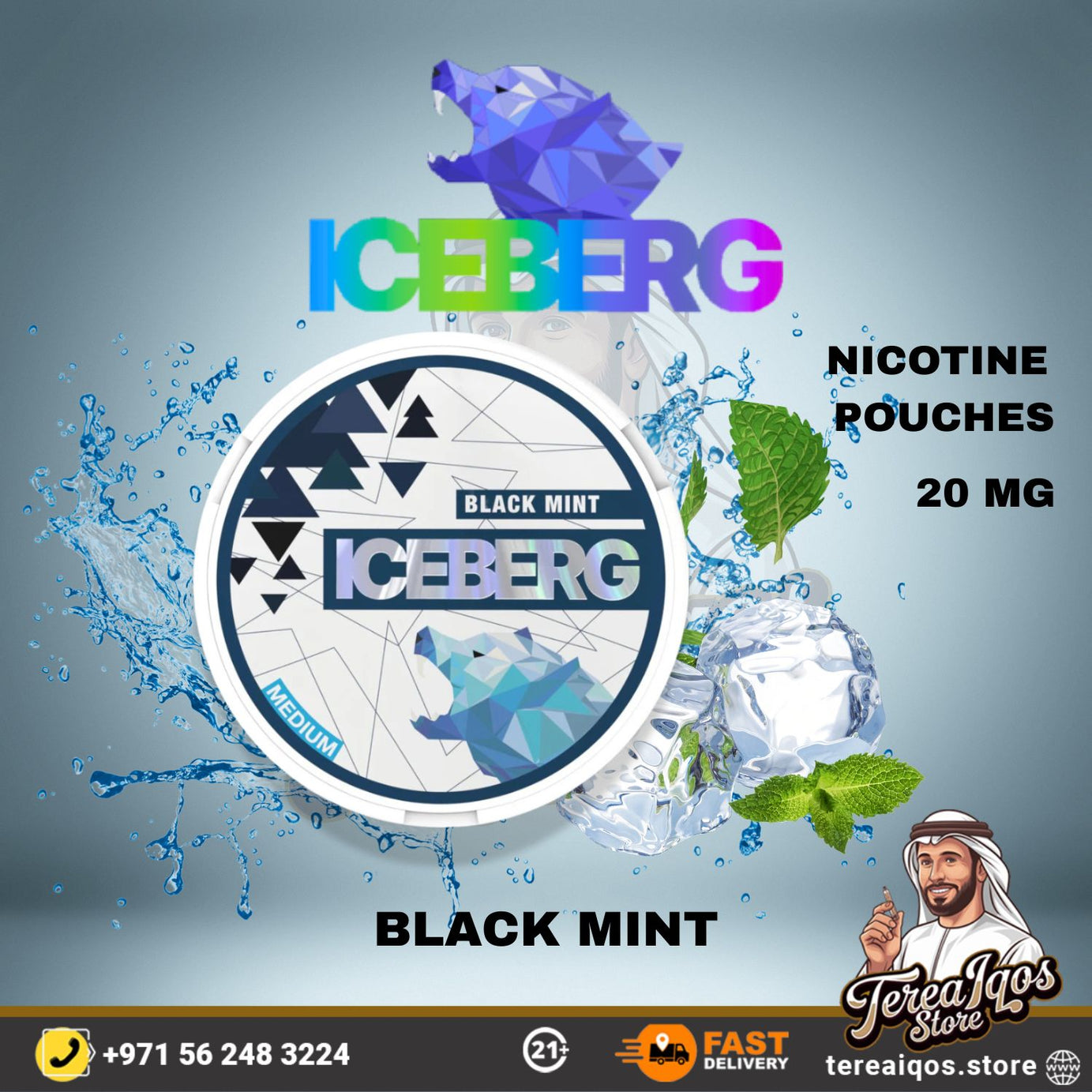 ICEBERG Black Mint Nicotine Pouches 20mg in UAE