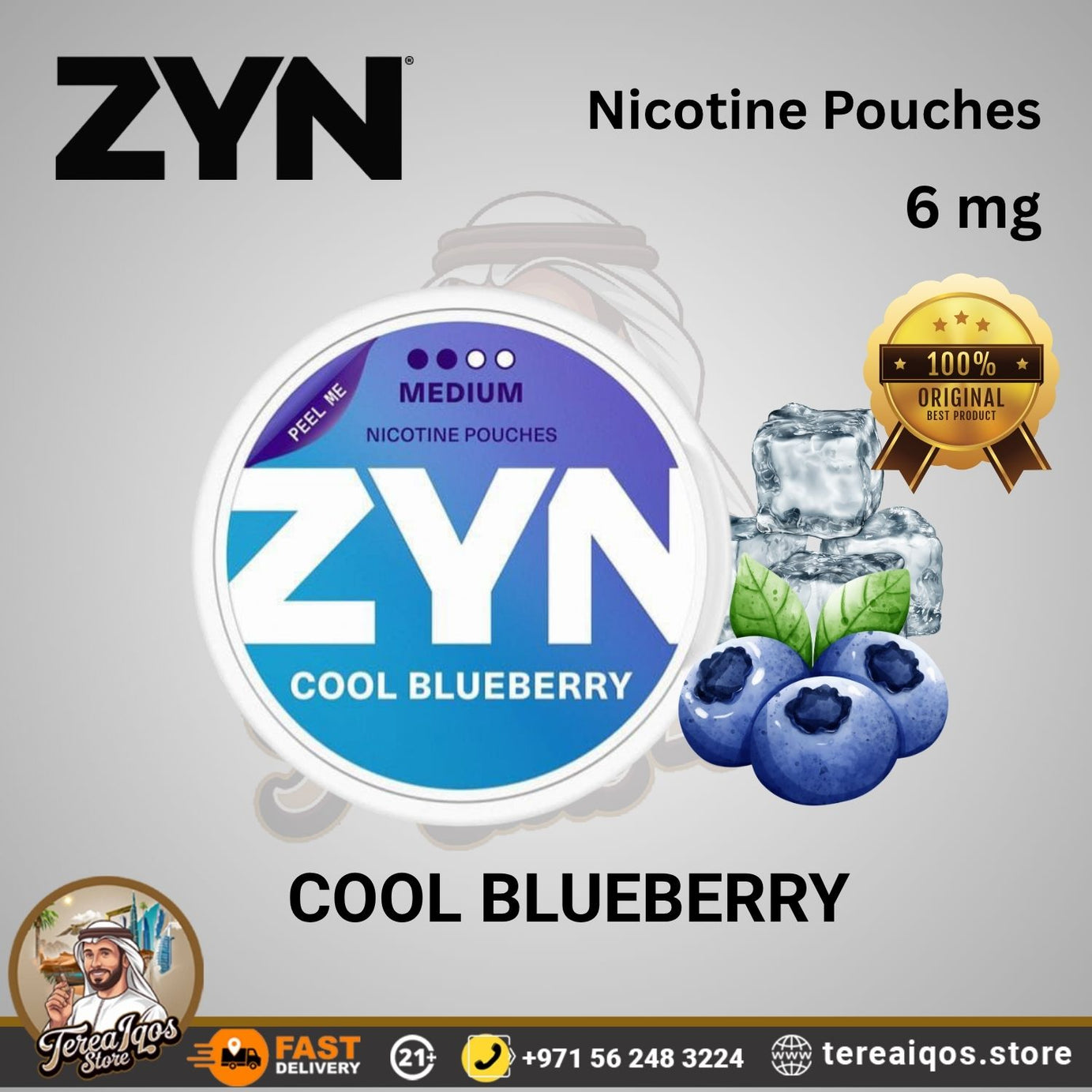 Zyn Cool Blueberry 6mg Nicotine Pouches in Dubai
