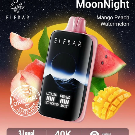 Elfbar Moonlight 40000 Puffs Disposable Vape Mango Peach Watermelon Flavor