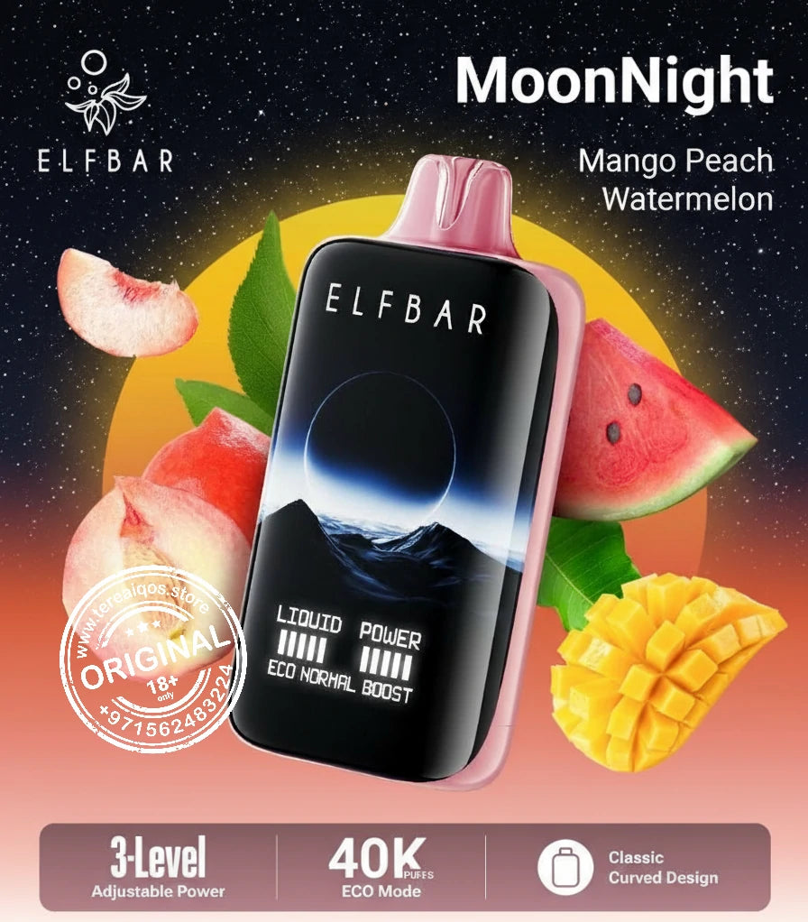 Elfbar Moonlight 40000 Puffs Disposable Vape Mango Peach Watermelon Flavor