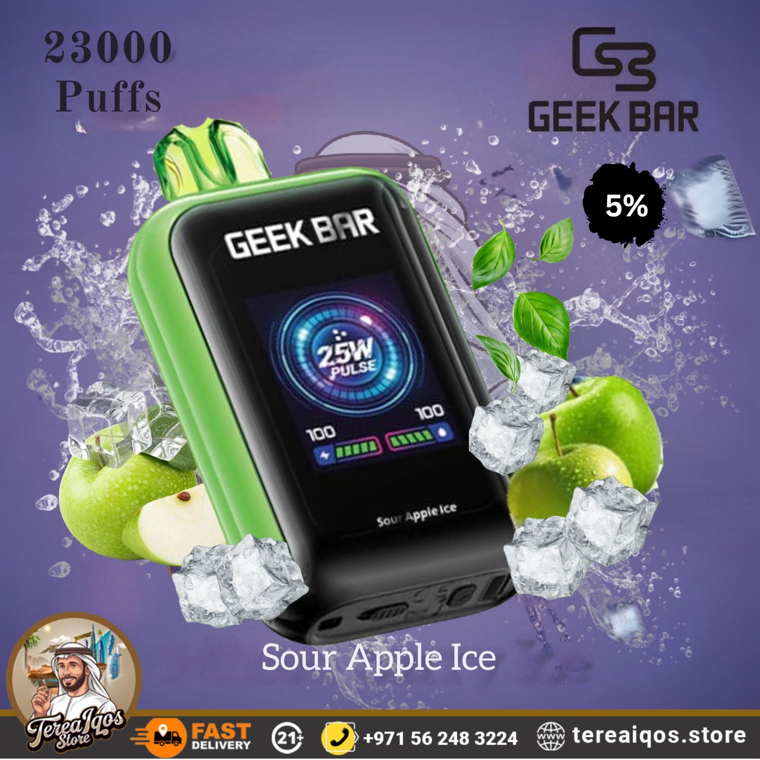 Geek Bar vape device with Sour Apple Ice flavor