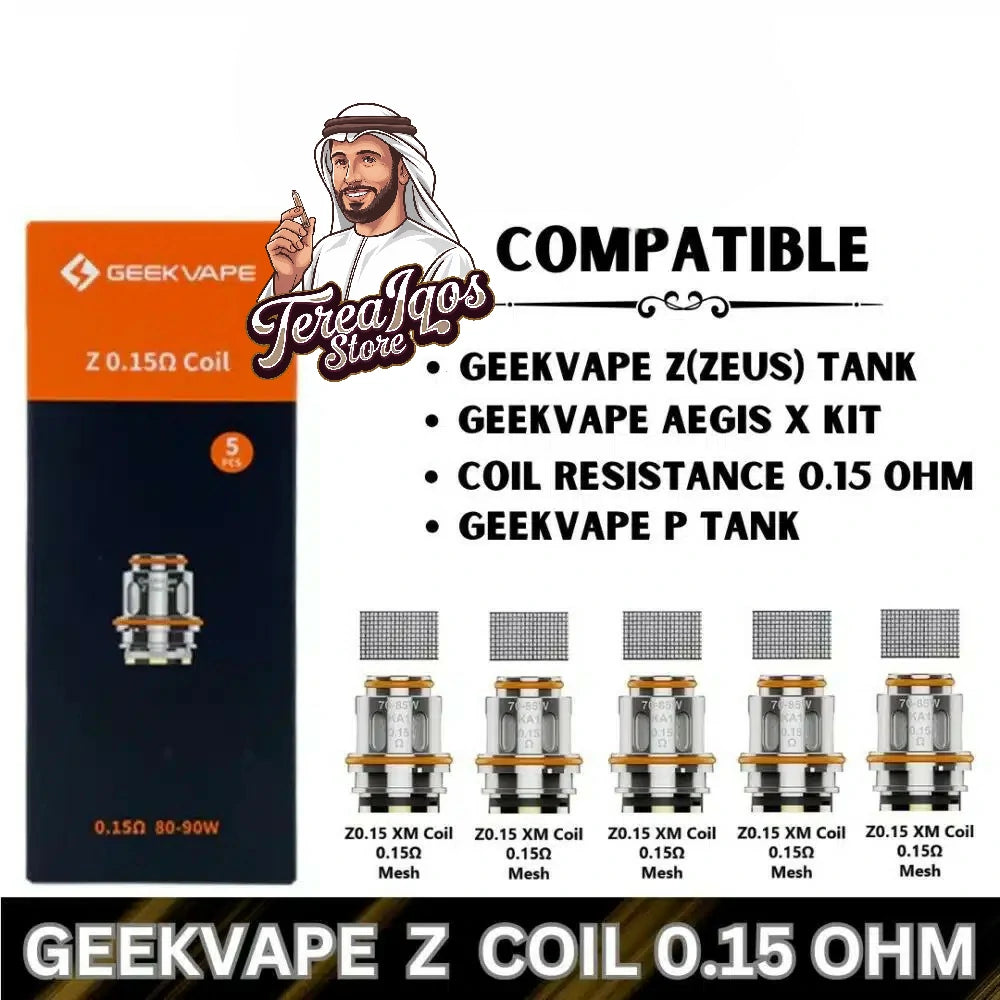GeekVape Z Series Coils 0.15 ohm with compatibility details.