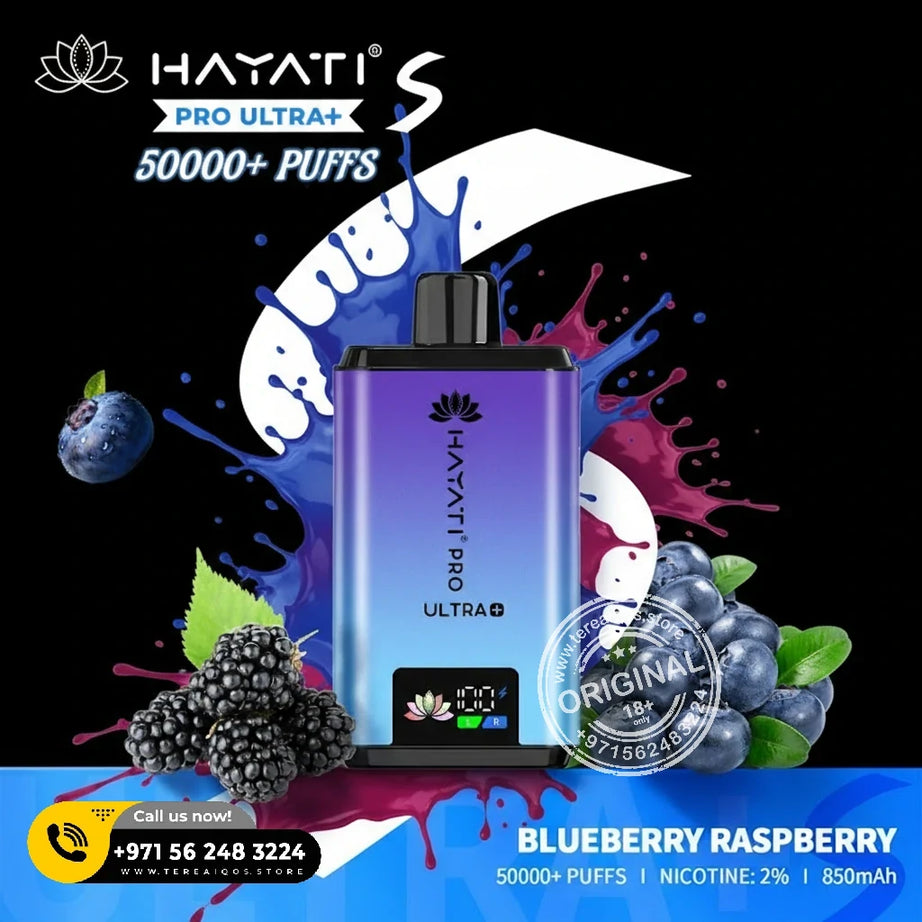 Hayati Pro Ultra+ S 50000 Puffs Disposable Vape Blueberry Raspberry Flavor