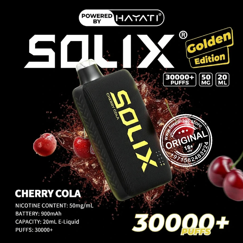 Hayati Solix 30000 Puffs (Golden Edition) Disposable Vape Cherry Cola Flavor