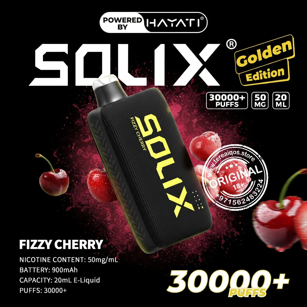 Hayati Solix 30000 Puffs (Golden Edition) Disposable Vape Fizzy Cherry Flavor