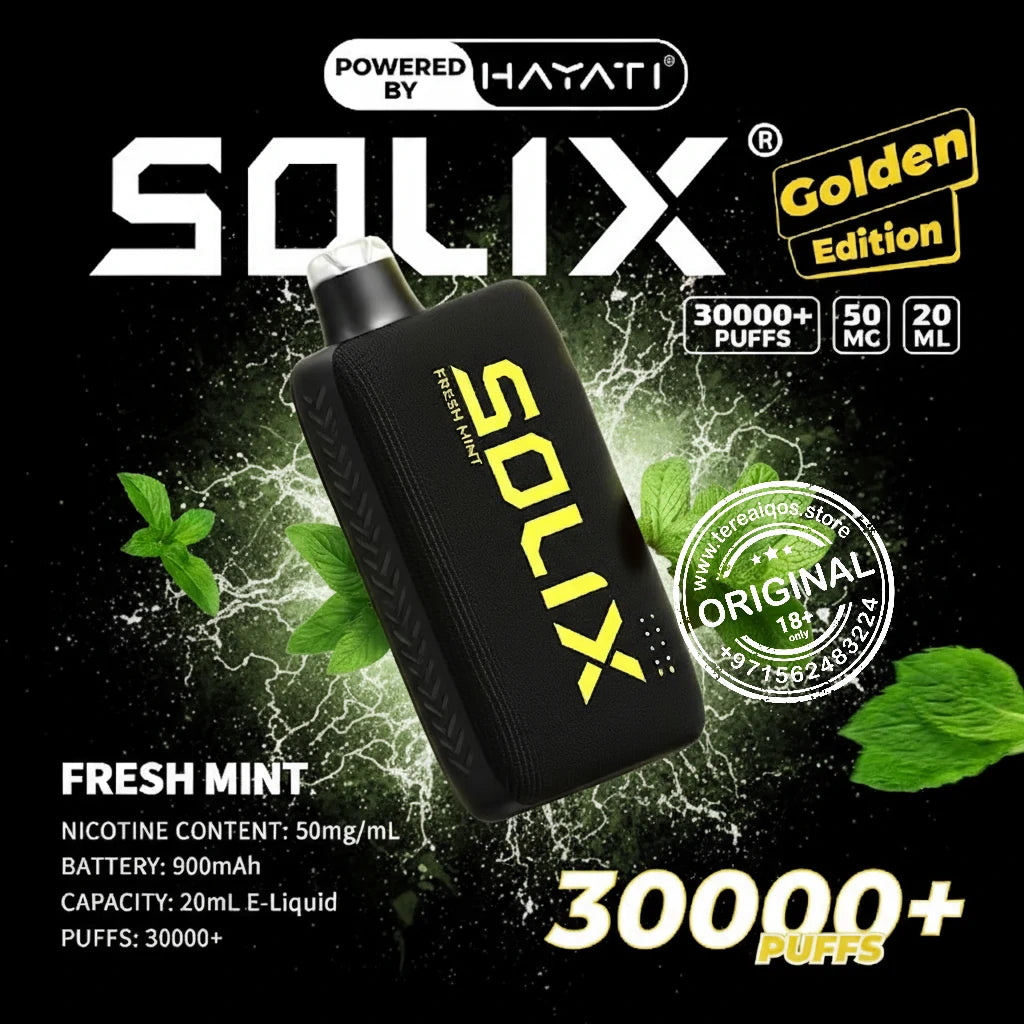 Hayati Solix 30000 Puffs (Golden Edition) Disposable Vape Fresh Mint Flavor