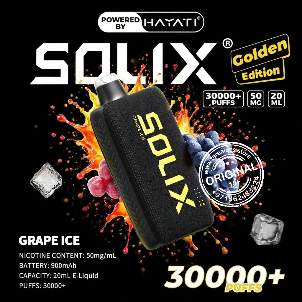 Hayati Solix 30000 Puffs (Golden Edition) Disposable Vape Grape Ice Flavor