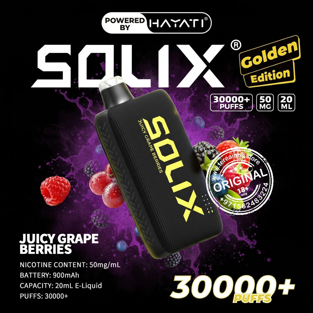Hayati Solix 30000 Puffs (Golden Edition) Disposable Vape Juicy Grape Berries Flavor