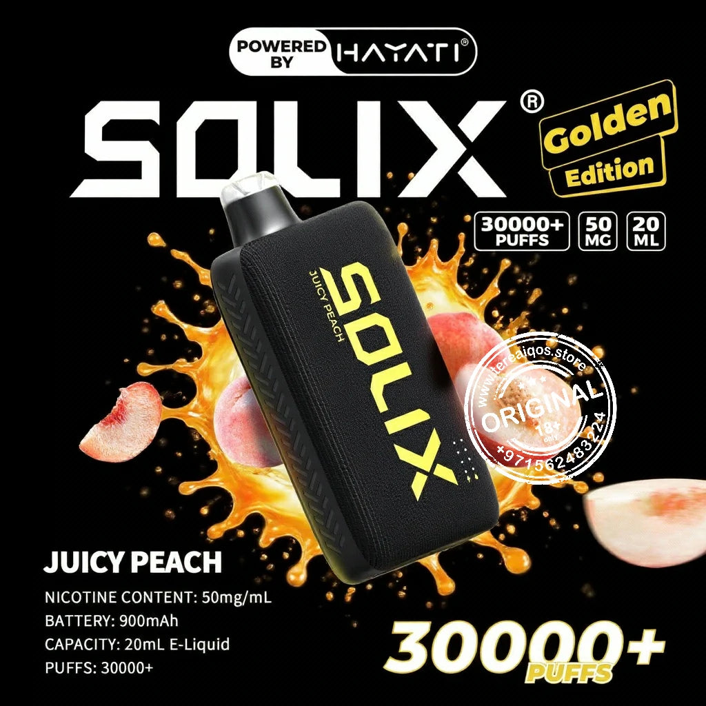 Hayati Solix 30000 Puffs (Golden Edition) Disposable Vape Juicy Peach flavor
