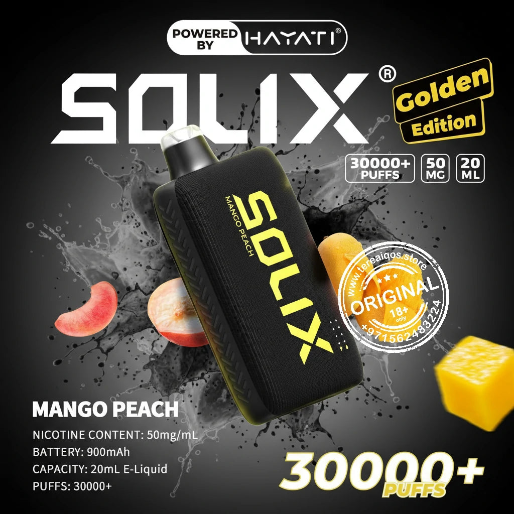 Hayati Solix 30000 Puffs (Golden Edition) Disposable Vape Mango Peach Flavor