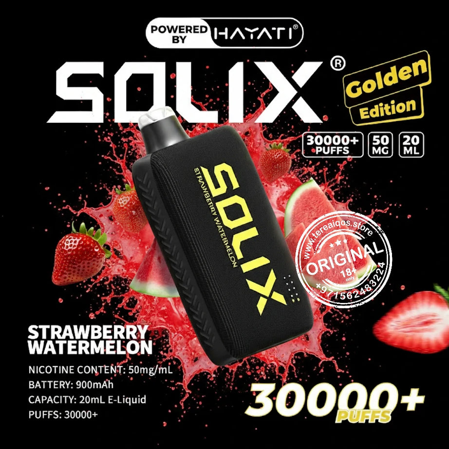 Hayati Solix 30000 Puffs (Golden Edition) Disposable Vape Strawberry Watermelon Ice