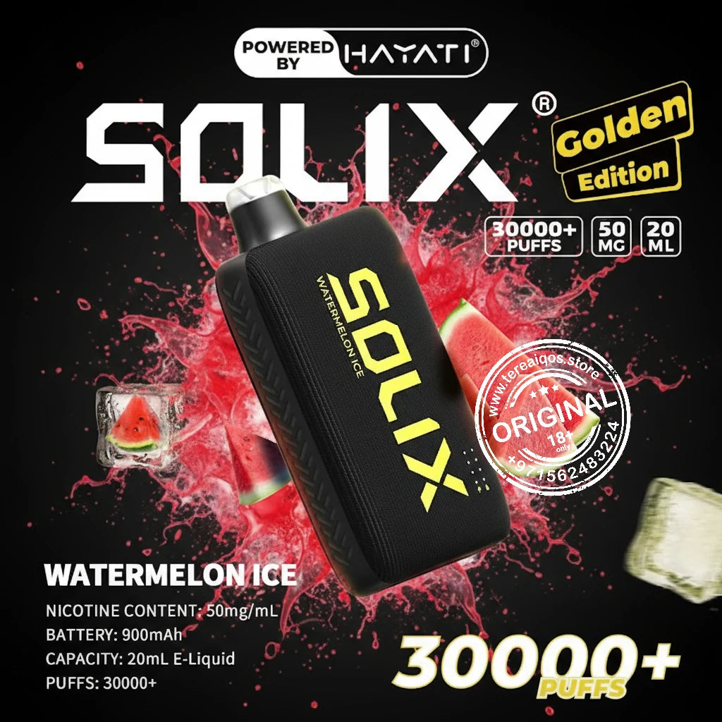 Hayati Solix 30000 Puffs (Golden Edition) Disposable Vape Watermelon Ice Flavor