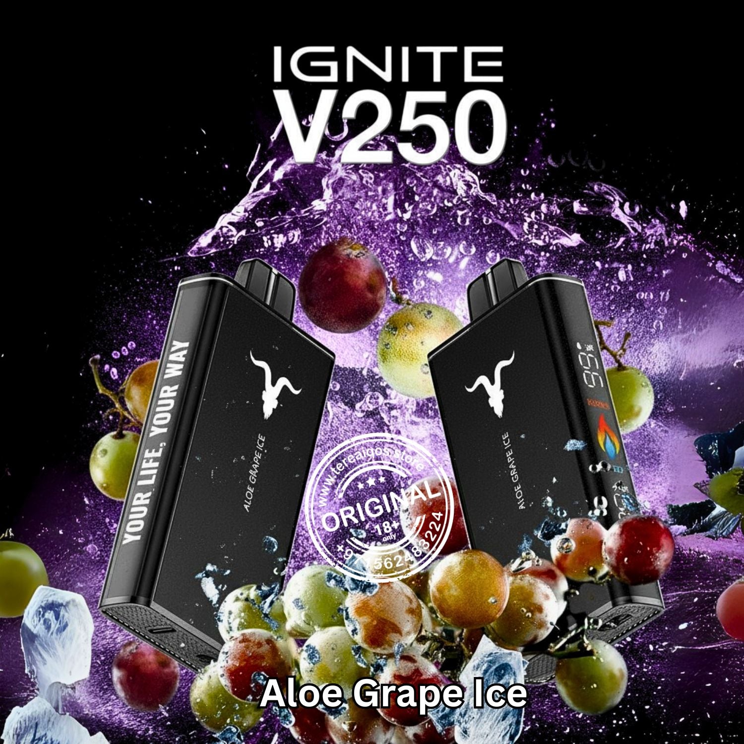 IGNITE V25 Disposable Vape 25000 Puffs Aloe_Grape_Ice Flavor