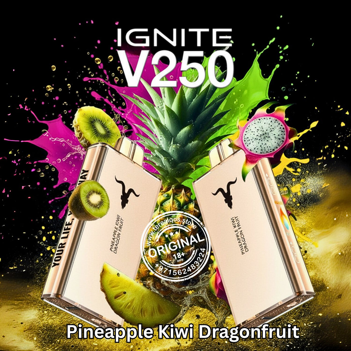 IGNITE V25 Disposable Vape 25000 Puffs Pineapple Kiwi Dragonfruit Flavor