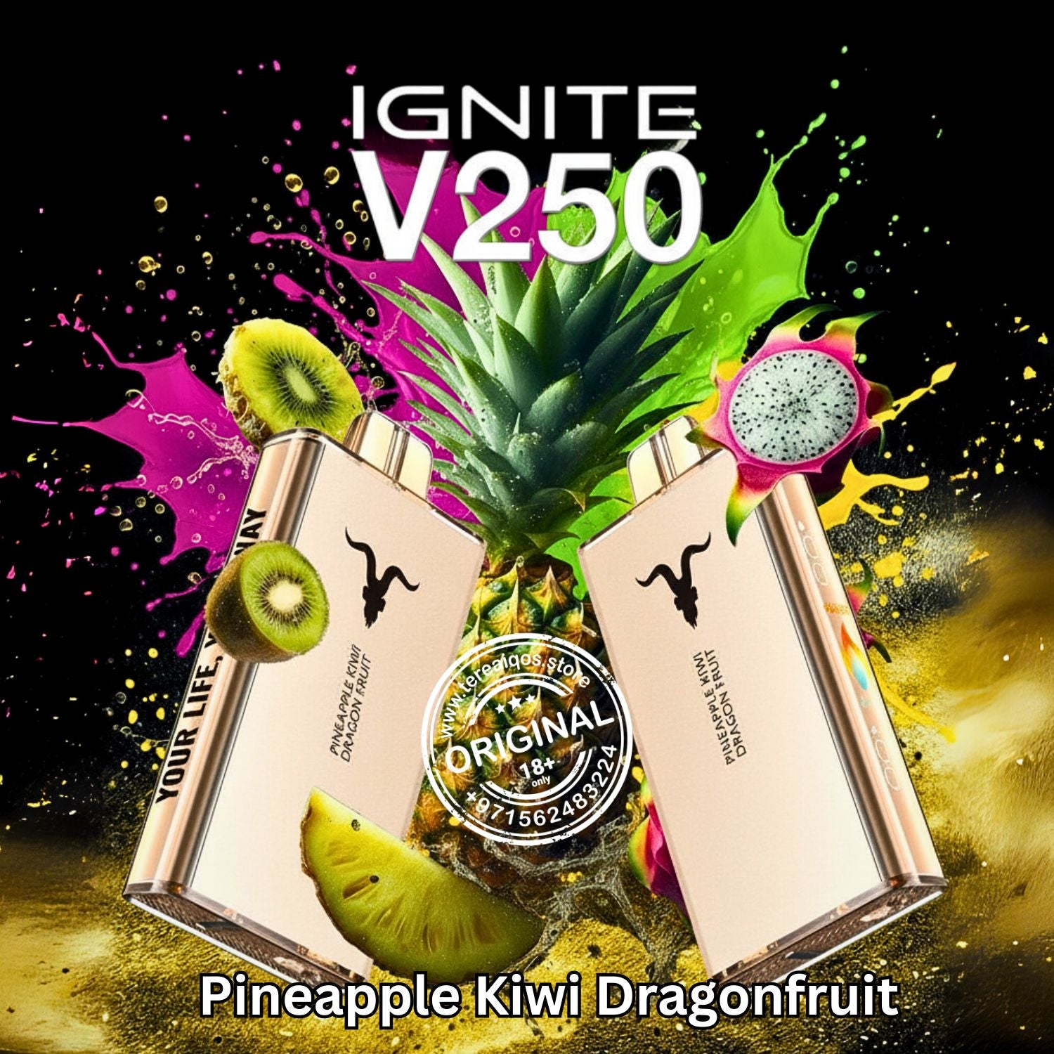 IGNITE V25 Disposable Vape 25000 Puffs Pineapple Kiwi Dragonfruit Flavor
