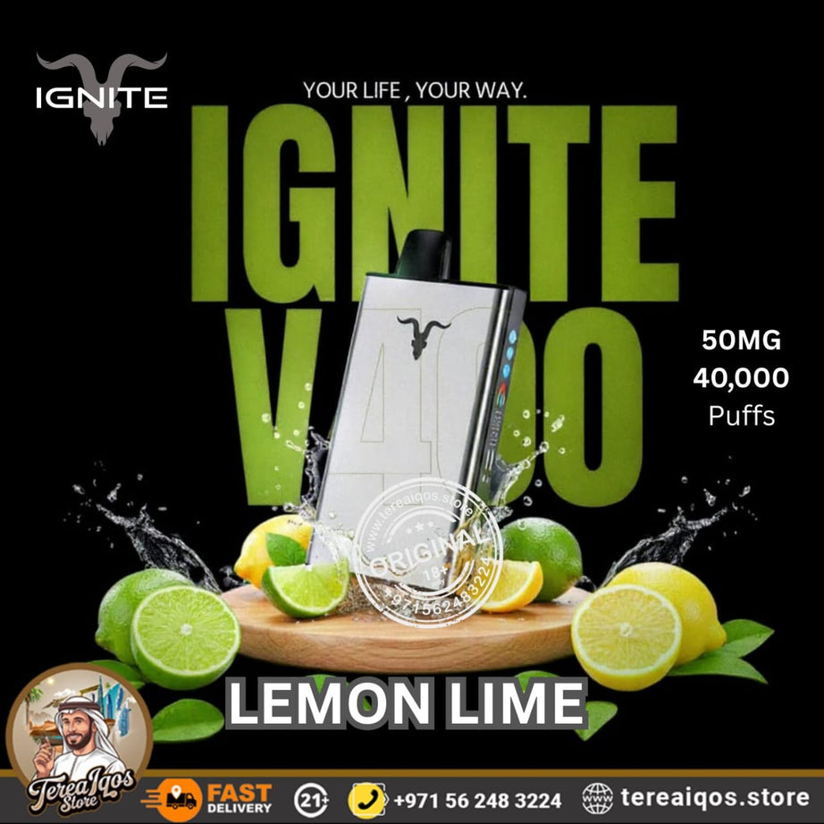 IGNITE V400 40,000 Puffs Ice Rechargeable Disposable Vape Lemon Lime Flavor