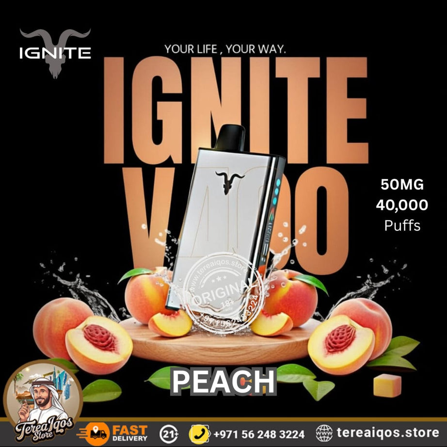 IGNITE V400 40,000 Puffs Ice Rechargeable Disposable Vape Peach Flavor