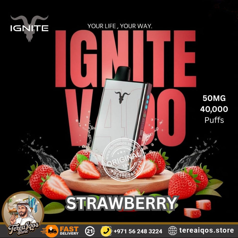 IGNITE V400 40,000 Puffs Ice Rechargeable Disposable Vape Strawberry Flavor