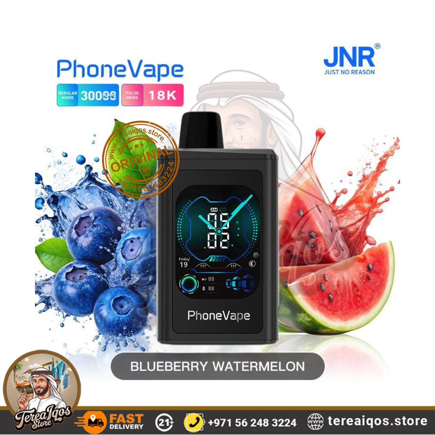 JNR-Phone-Vape-30000-Puffs-Blueberry-Watermelon Flavor