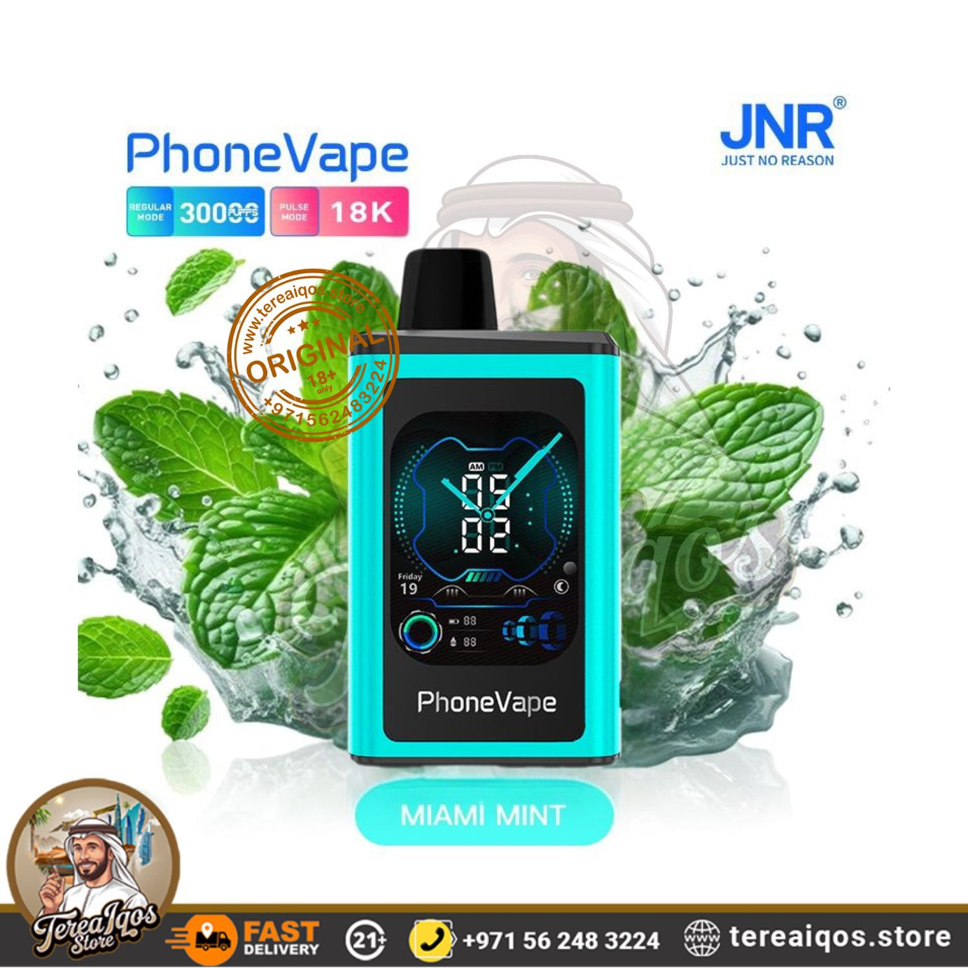 JNR PhoneVape device with Miami mint Flavor.