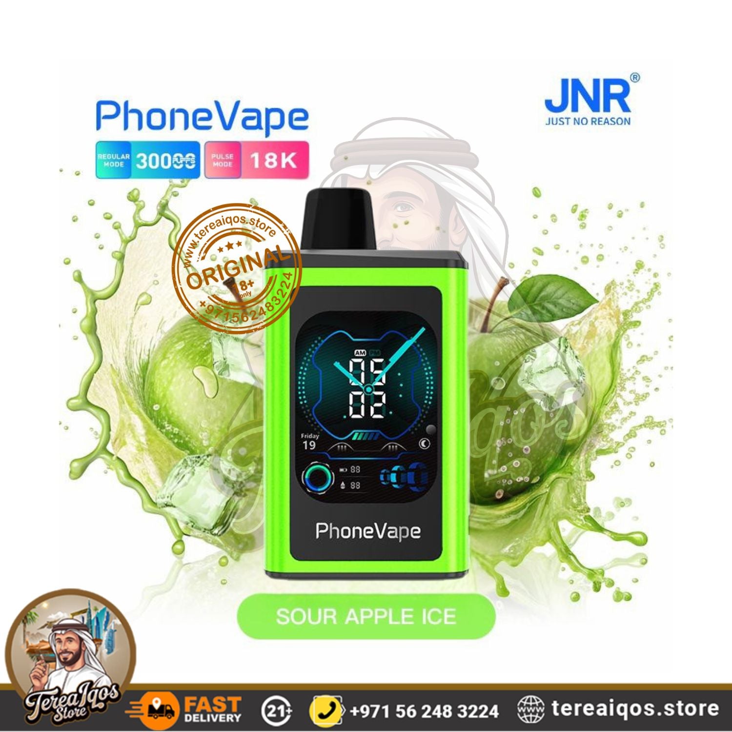 JNR-Phone-Vape-30000-Puffs-Sour-Apple-Ice Flavor