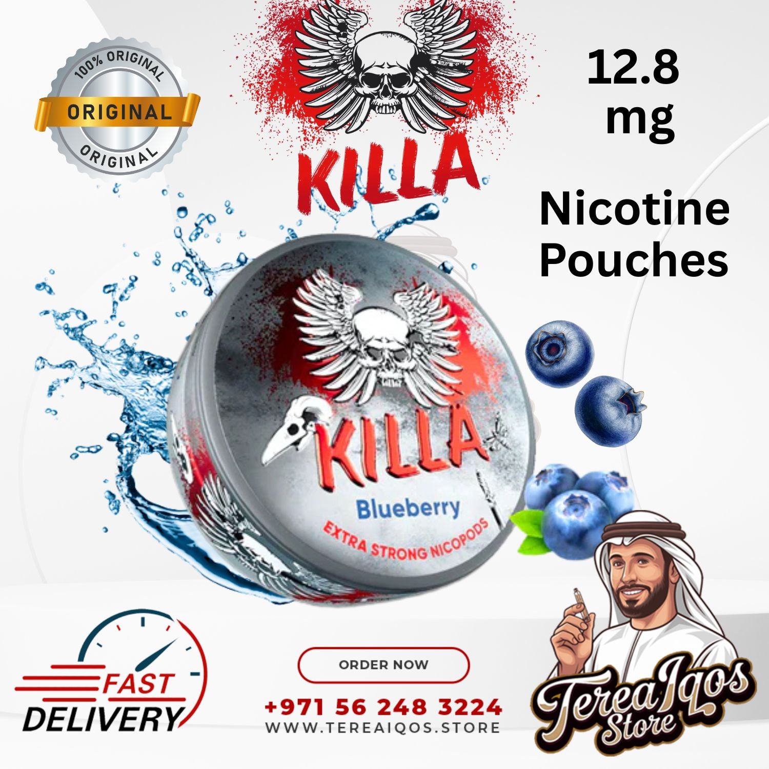 Killa Blueberry Nicotine Pouches 12.8mg – Buy Online in Dubai