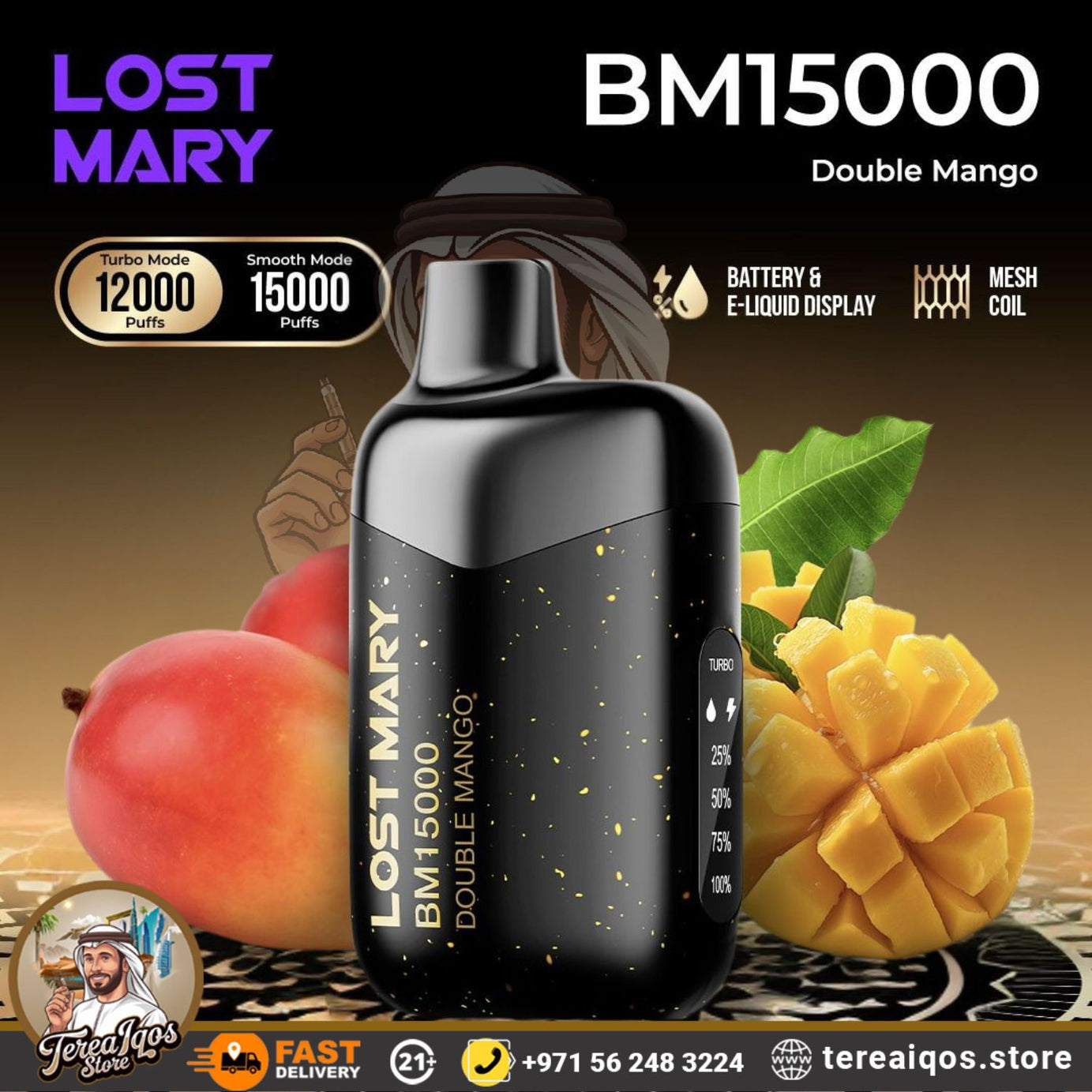 Lost Mary BM15000 vape device with doubde Mango flavor