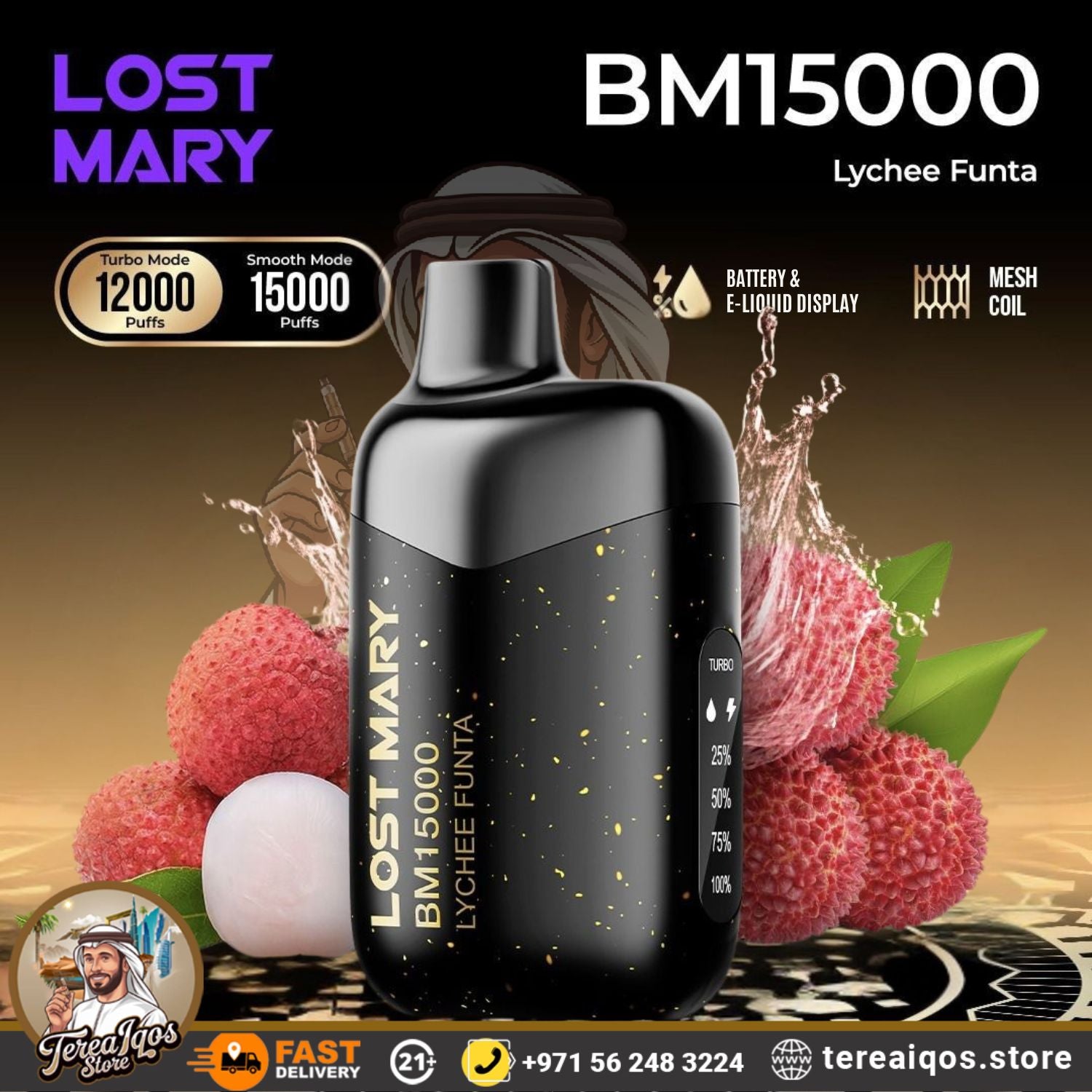 Lost Mary BM15000 vape device with lychee Funta Flavor