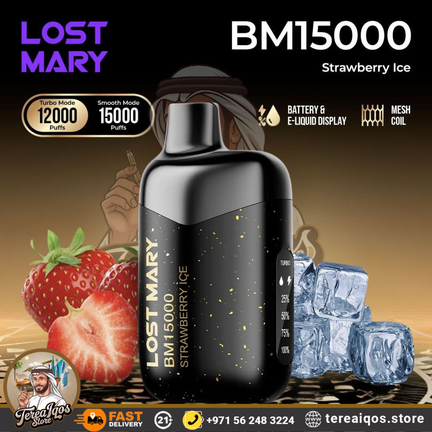 Lost Mary BM15000 vape device with Strawberry Ice flavor