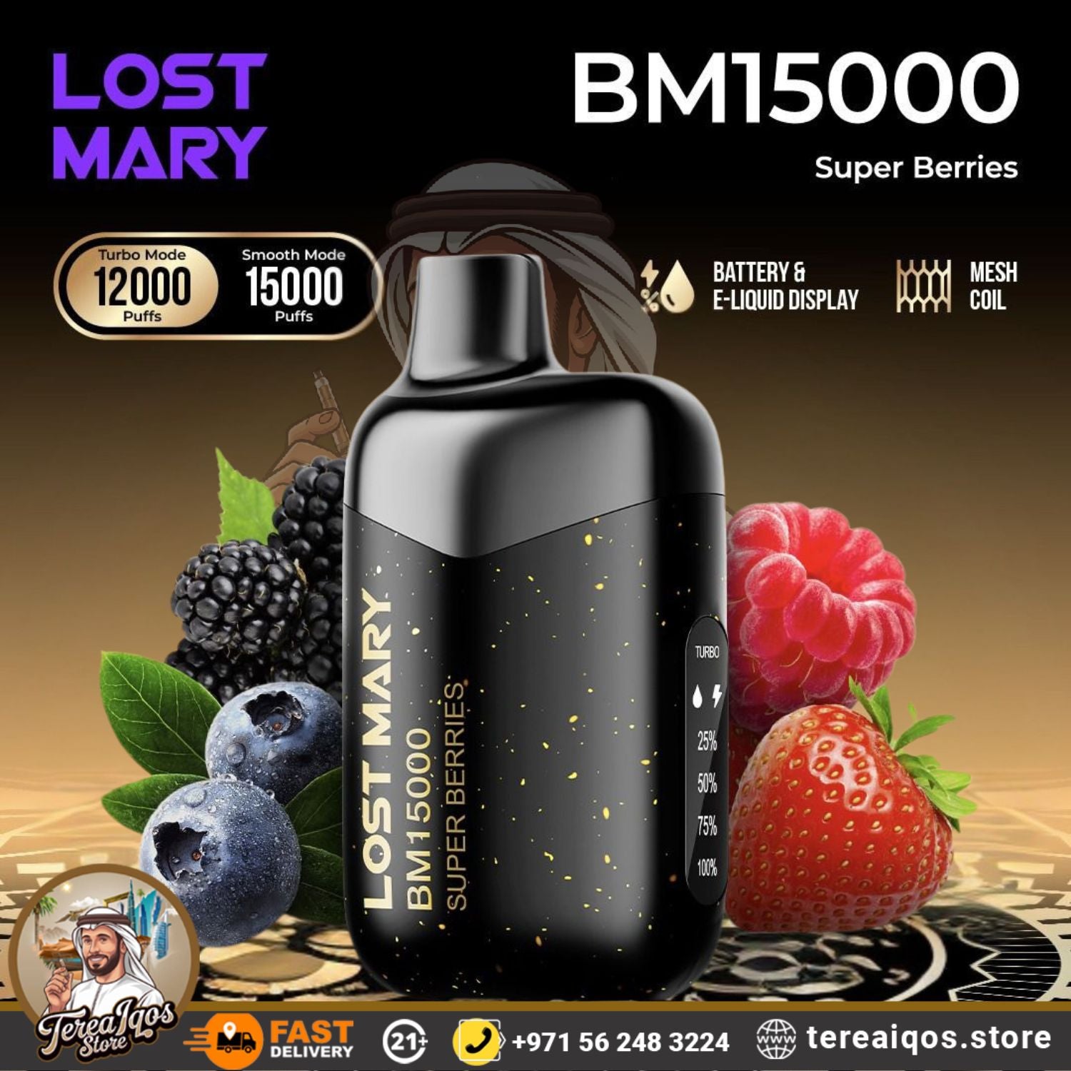 Lost Mary BM15000 vape device with super berries flavor