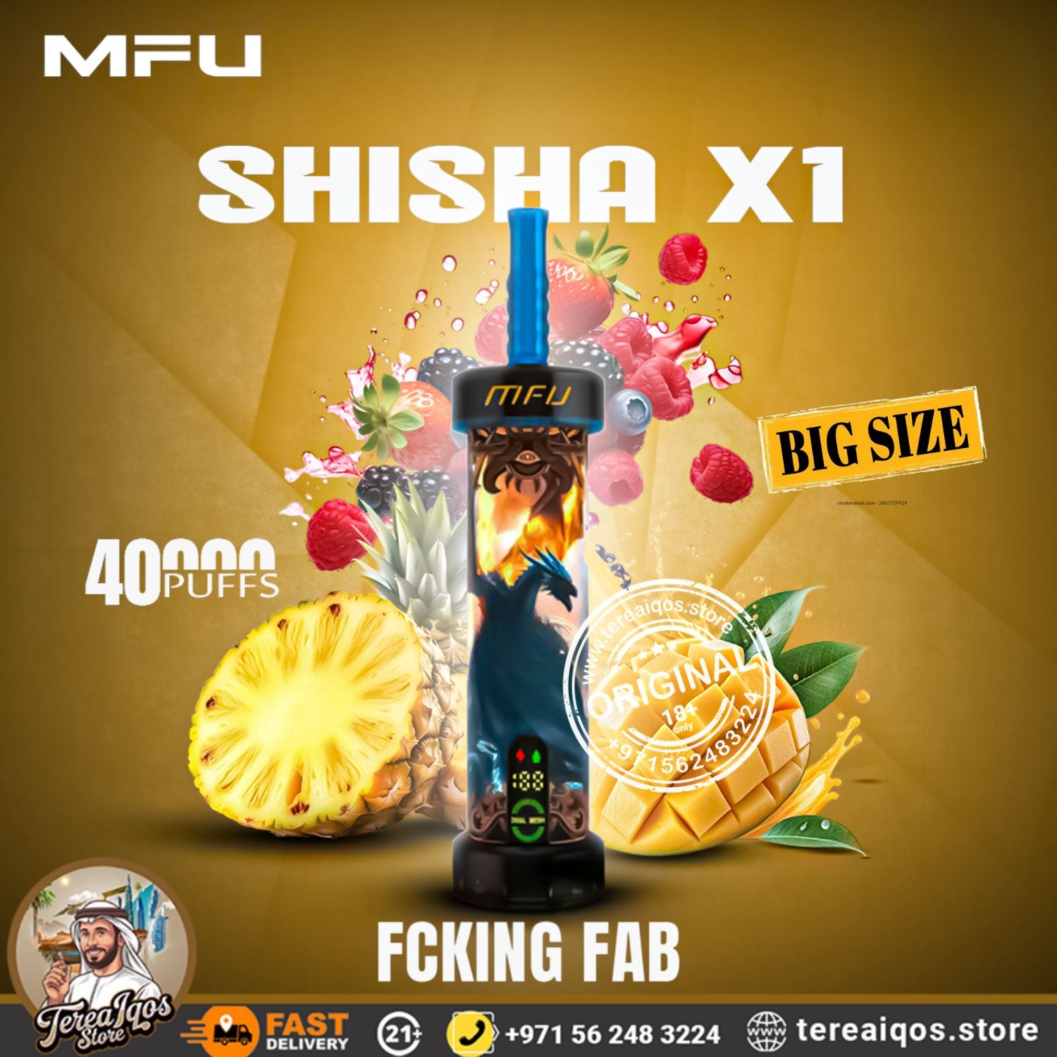 MFU Shisha X1 (40,000 Puffs) Disposable Vape Fcking Fab Flavor