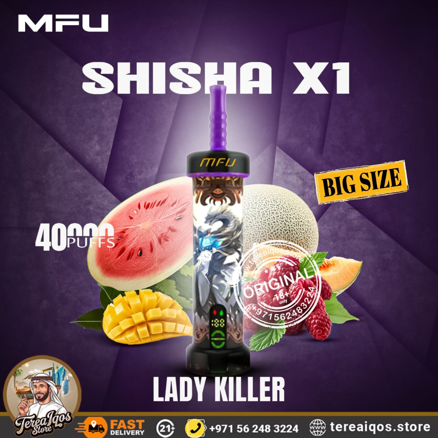 MFU Shisha X1 (40,000 Puffs) Disposable Vape Lady Killer Flavor